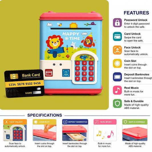 Happy Time Money Safe with Face, Card and Password Unlock