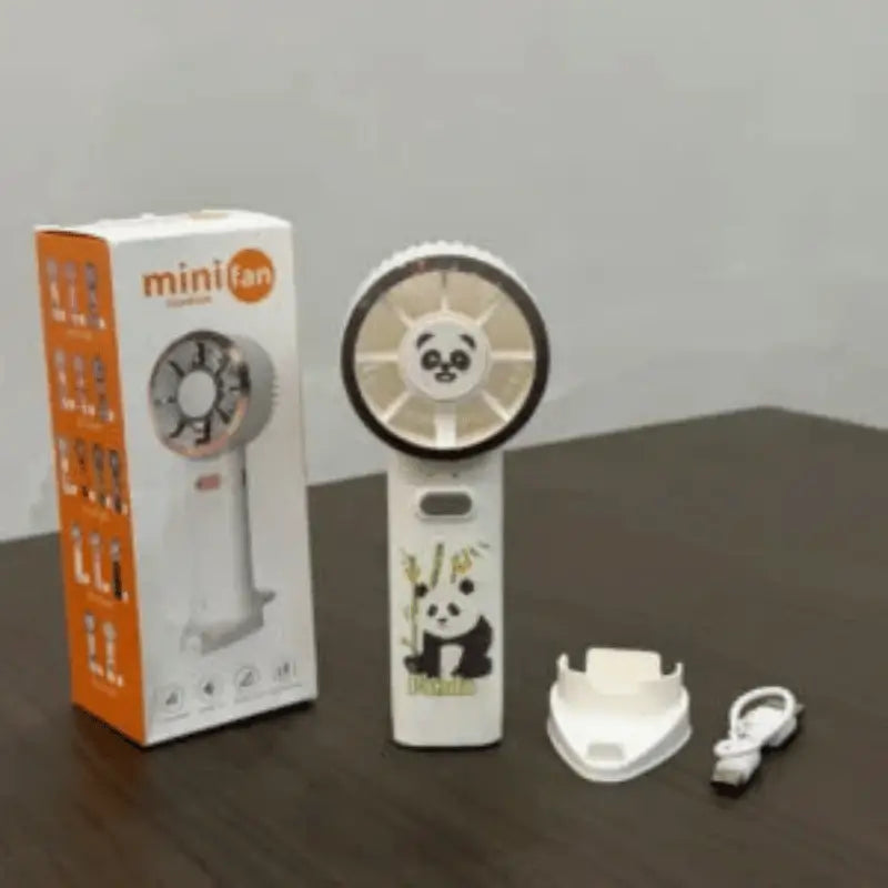 Cute Character Mini Fan with Mobile Stand, USB Rechargeable