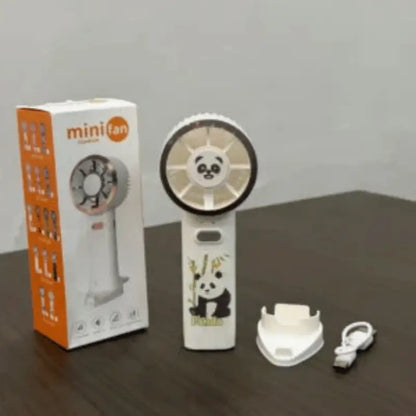 Cute Character Mini Fan with Mobile Stand, USB Rechargeable